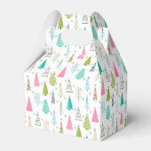 Modern minimalistisch kerstboompatroon Roze Blauwg Bedankdoosjes (Achterkant)