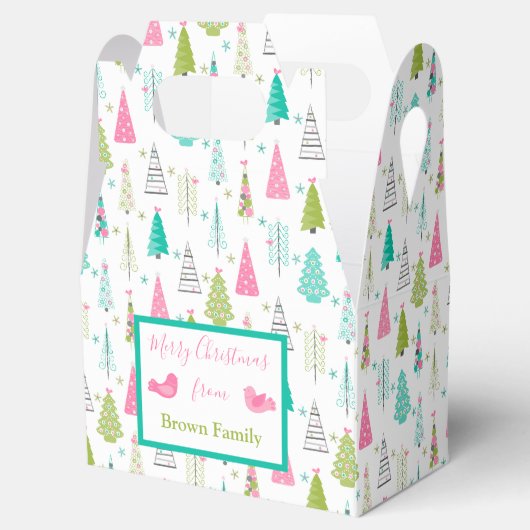 Modern minimalistisch kerstboompatroon Roze Blauwg Bedankdoosjes (Geopend)