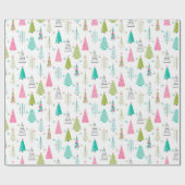 Modern minimalistisch kerstboompatroon Roze Blauwg Cadeaupapier (Vlak)