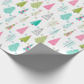 Modern minimalistisch kerstboompatroon Roze Blauwg Cadeaupapier (Hoek)