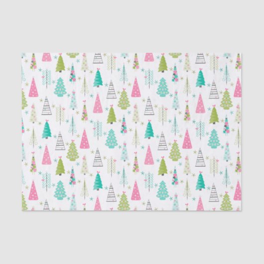 Modern minimalistisch kerstboompatroon Roze Blauwg Tissuepapier (Voorkant)