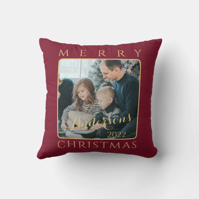 Modern minimalistisch kerstfeest met rood en goude kussen (Achterkant)