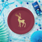 Modern minimalistisch kerstfeest met rood en goude papieren bordje (Feest)