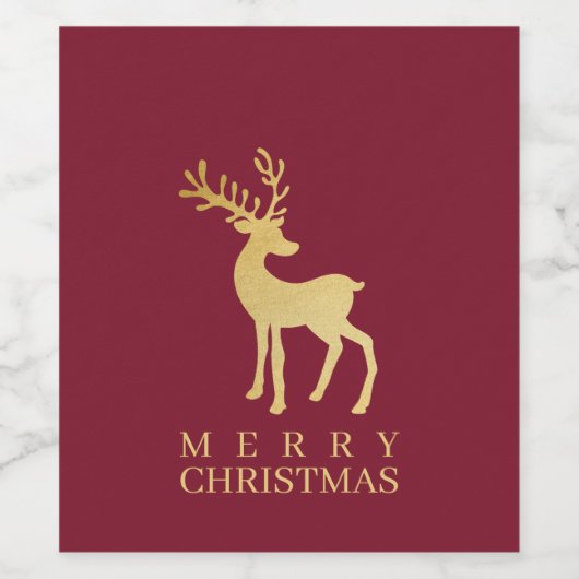 Modern minimalistisch kerstfeest met rood en goude wijn etiket (Enkel label)