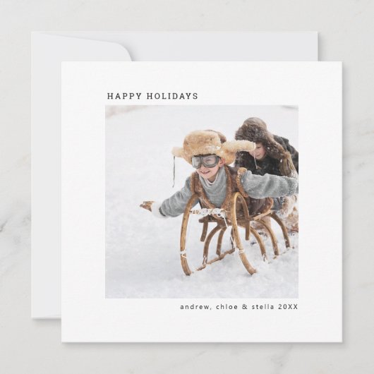 Modern minimalistisch kerstfotoplein feestdagenkaart (Voorkant)