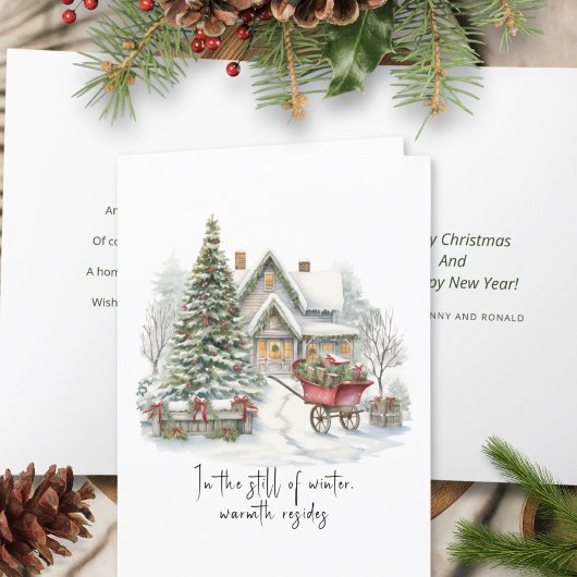 Modern Minimalistisch Kerstgedicht Feestdagen Kaart