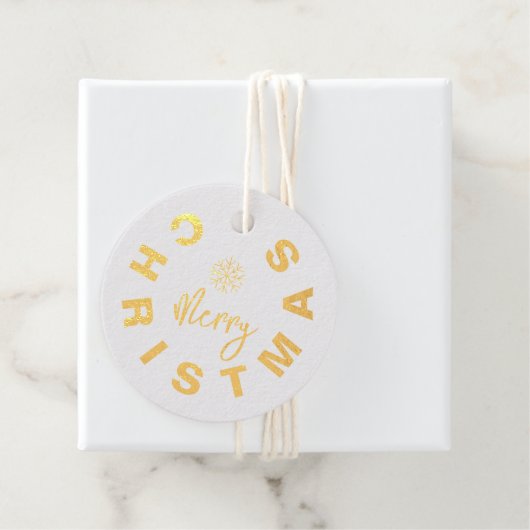 Modern minimalistisch kerstgoud bedankjes labels (Met doos)