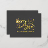 Modern minimalistisch kerstgrijs goud folie feestdagen briefkaart (Voorkant / Achterkant)