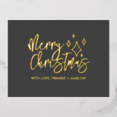 Modern minimalistisch kerstgrijs goud folie feestdagen briefkaart (Voorkant)