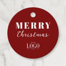 Modern Minimalistisch Kerstmis Bedrijfslogo Rood Bedankjes Labels