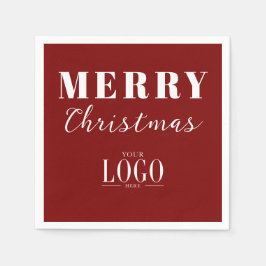 Modern Minimalistisch Kerstmis Bedrijfslogo Servet
