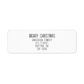 Modern Minimalistisch Kerstmis Retouradres Etiket (Voorkant)
