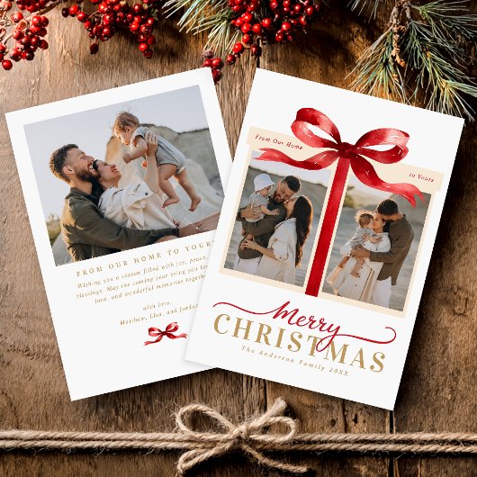 Modern Minimalistisch Kerstmis Rood Feestdagenkaart