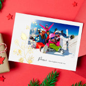 Modern minimalistisch kerstorganisch goud folie feestdagenkaart