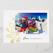 Modern minimalistisch kerstorganisch goud folie feestdagenkaart (Voorkant)