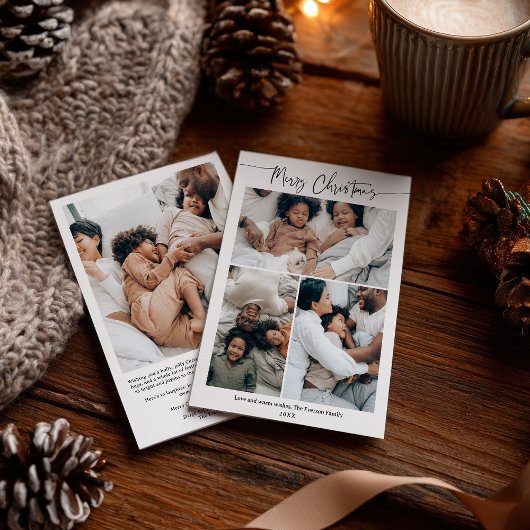 Modern minimalistisch kerstwinter 4-foto script feestdagenkaart