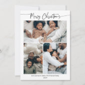 Modern minimalistisch kerstwinter 4-foto script feestdagenkaart (Voorkant)