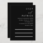 Modern minimalistisch klassiek zwart-wit huwelijk kaart (Voorkant / Achterkant)