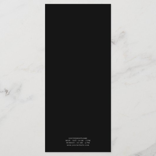 Modern minimalistisch Koffiewinkelmenu Menu (Achterkant)