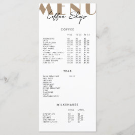 Modern minimalistisch Koffiewinkelmenu Menu