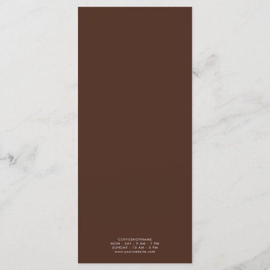 Modern minimalistisch Koffiewinkelmenu Menu (Achterkant)