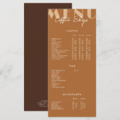 Modern minimalistisch Koffiewinkelmenu Menu (Voorkant / Achterkant)
