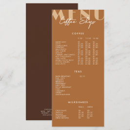 Modern minimalistisch Koffiewinkelmenu Menu