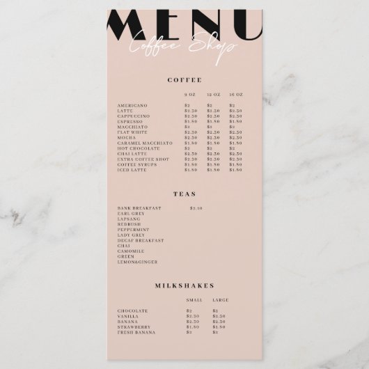 Modern Minimalistisch Koffiezaak Menu (Voorkant)
