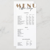 Modern Minimalistisch Koffiezaak Menu (Voorkant / Achterkant)