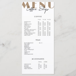 Modern Minimalistisch Koffiezaak Menu