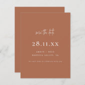 Modern minimalistisch koperen script bewaar de dat aankondigingskaart (Voorkant / Achterkant)