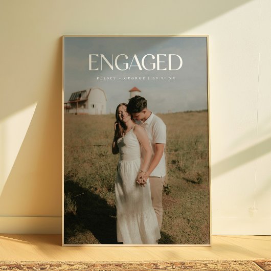 Modern Minimalistisch Koppel Foto 'Verloofd' Poster