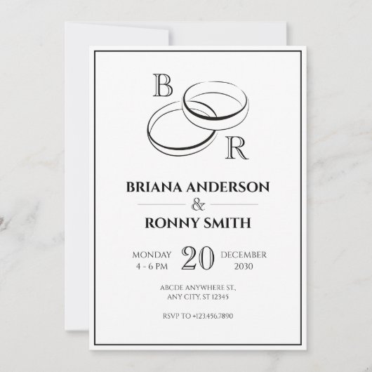 Modern minimalistisch koppel ring bruiloft kaart (Voorkant)