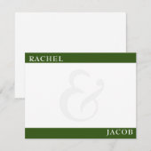 Modern Minimalistisch Koppel's Donkergroen Station Notitiekaartje (Voorkant / Achterkant)