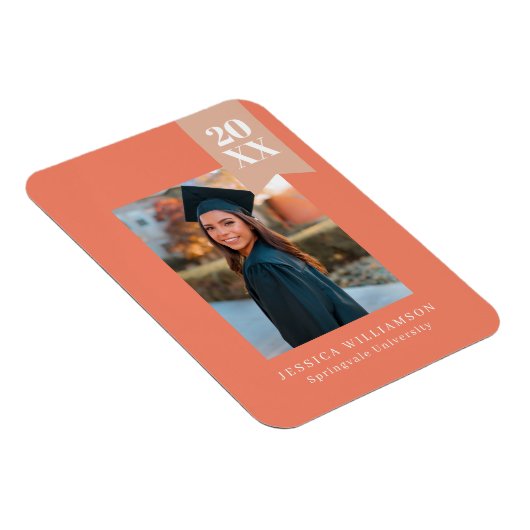 Modern minimalistisch koraalroze Afstudeerder Foto Magneet (Rechterzijde)