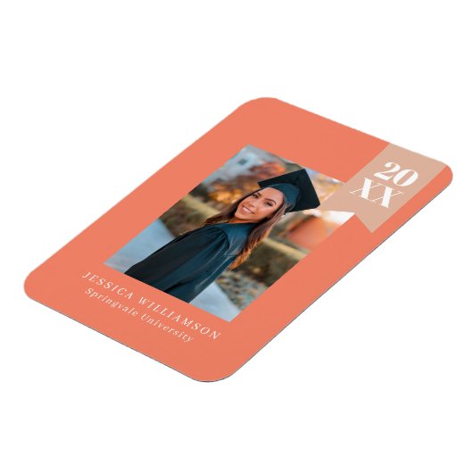 Modern minimalistisch koraalroze Afstudeerder Foto Magneet (Linkerzijde)