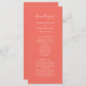 Modern minimalistisch koraalweddenschap programmakaart (Voorkant / Achterkant)