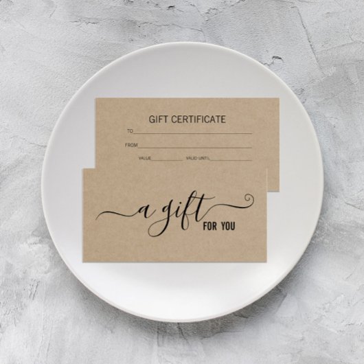Modern minimalistisch Kraft Business Gift Certific