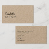 Modern minimalistisch | Kraft Rustic Stylish Scrip Visitekaartje (Voorkant / Achterkant)