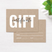 Modern minimalistisch Kraft Voucher Cadeaubon Visitekaartje (Bureau)
