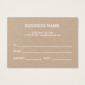 Modern minimalistisch Kraft Voucher Cadeaubon Visitekaartje (Achterkant)
