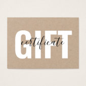 Modern minimalistisch Kraft Voucher Cadeaubon Visitekaartje (Voorkant)
