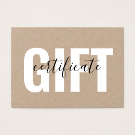 Modern minimalistisch Kraft Voucher Cadeaubon Visitekaartje
