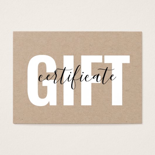 Modern minimalistisch Kraft Voucher Cadeaubon Visitekaartje (Voorkant)