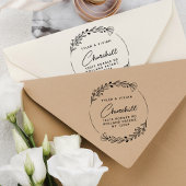 Modern minimalistisch kransscript retouradres rubberstempel