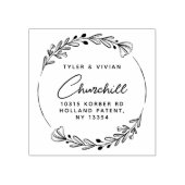 Modern minimalistisch kransscript retouradres rubberstempel (Afrduk)