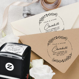 Modern minimalistisch kransscript retouradres  zelfinktende stempel