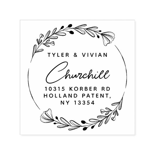 Modern minimalistisch kransscript retouradres zelfinktende stempel (Design)