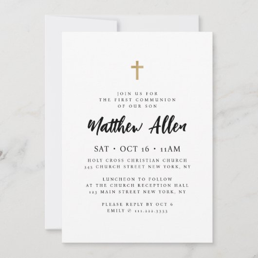 Modern minimalistisch kruis voor zijn eerste gemee kaart (Voorkant)