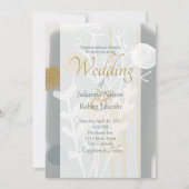 Modern minimalistisch kunstgoud en grijs huwelijk kaart (Voorkant)